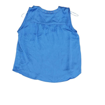 Blue Solid Sleeveless Blouse