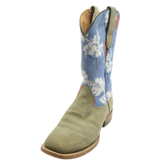 Frontier Aloha Roughout Blue Leather Western Boots