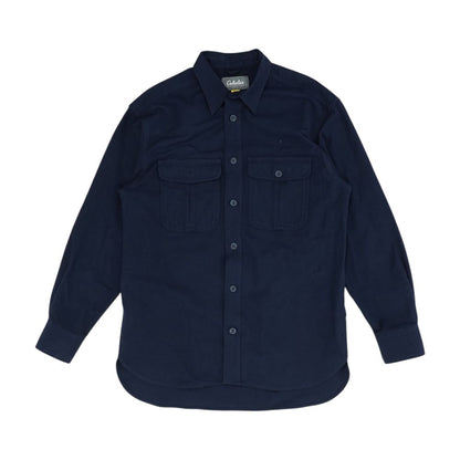 Blue Solid Long Sleeve Button Down