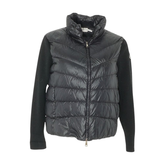 Black Quilted Down & Wool Knit Cardigan Jacket