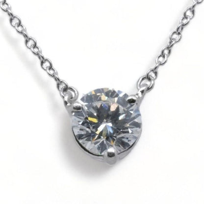 Platinum Tiara Cut Solitaire Diamond Pendant Necklace