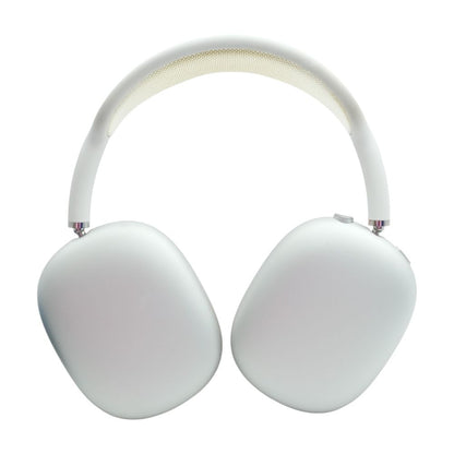 Silver AirPods Max (Lightning) with Red Earpads