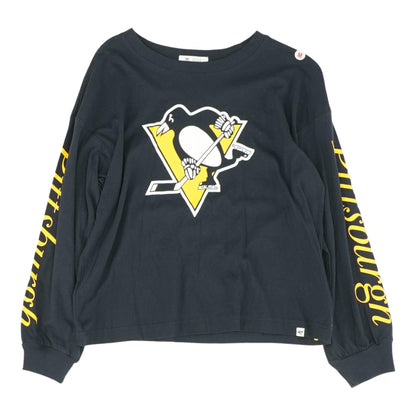 Black Solid Pittsburgh Penguins Crewneck T-Shirt