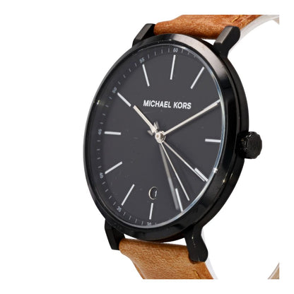 Men's Irving Black Dial Leather Strap Stainless Steel Watch