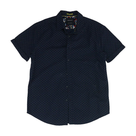 Navy Polka Dot Short Sleeve Button Down