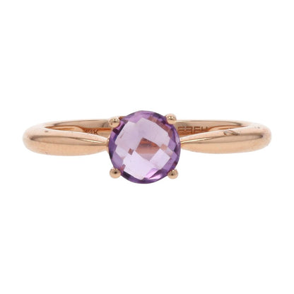.75 Ct 14K Rose Gold Round Pixel Cut Amethyst Stackable Ring