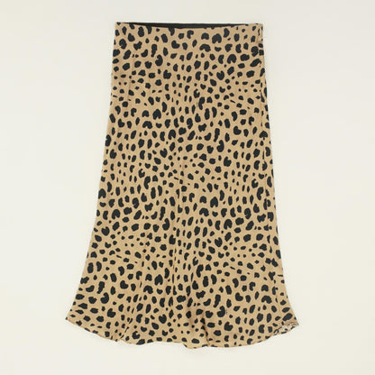 Tan Animal Print Midi Skirt