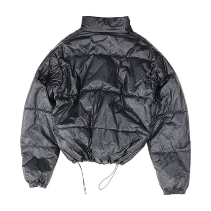 Black Solid Puffer Coat