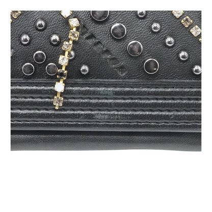 Black Embellished Chevron Boy Wallet on Chain