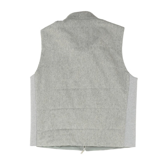Gray Solid Cashmere Puffer Vest