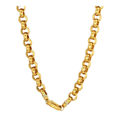 18K Gold Hollow Rolo Link Chain with Large Spring Ring Clasp