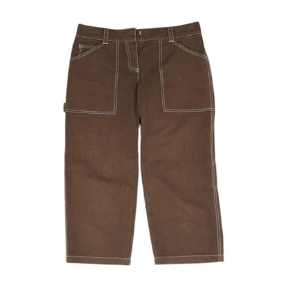 Brown Solid Capri Pants