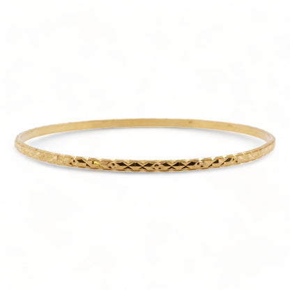 21K Gold Textured Thin Bangle Bracelet