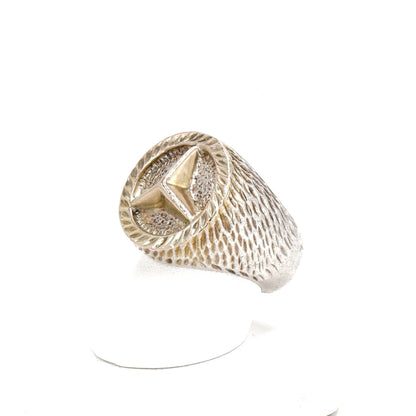 Sterling Silver and 14K Gold Large Handmade Chunky Signet Ring