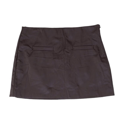 Brown Solid Mini Skirt