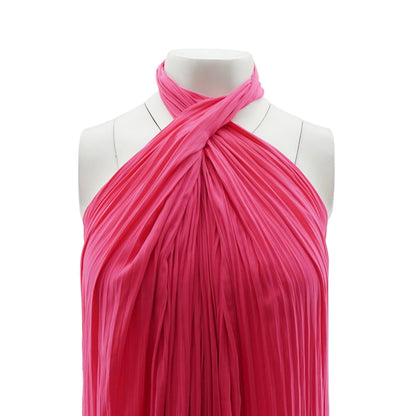 Pink Solid Athena Pleated Maxi Dress