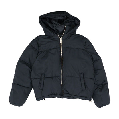 Black Solid Puffer Jacket