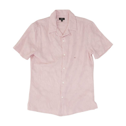 Pink Solid Short Sleeve Button Down