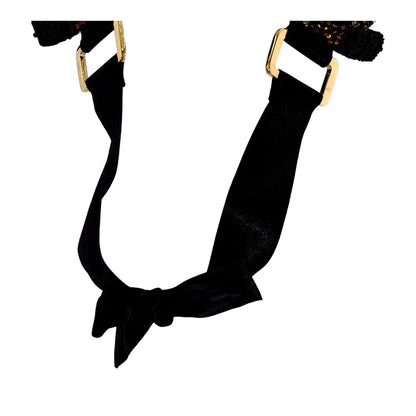 Crystal, Bead, Leather Embellished Bib Necklace