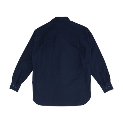 Blue Solid Long Sleeve Button Down