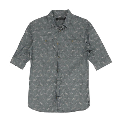 Blue Floral Short Sleeve Button Down