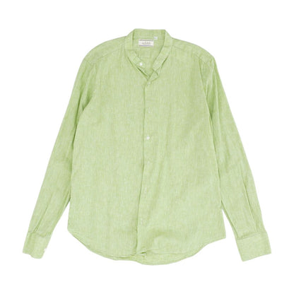 Green Solid Long Sleeve Button Down