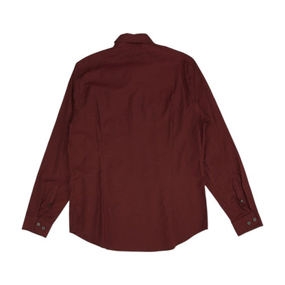 Maroon Solid Long Sleeve Button Down