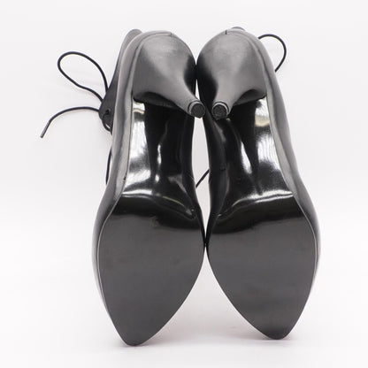 Lace-Up Stiletto Black Ankle Boots