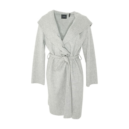 Wool Blend Gray Belted Coat