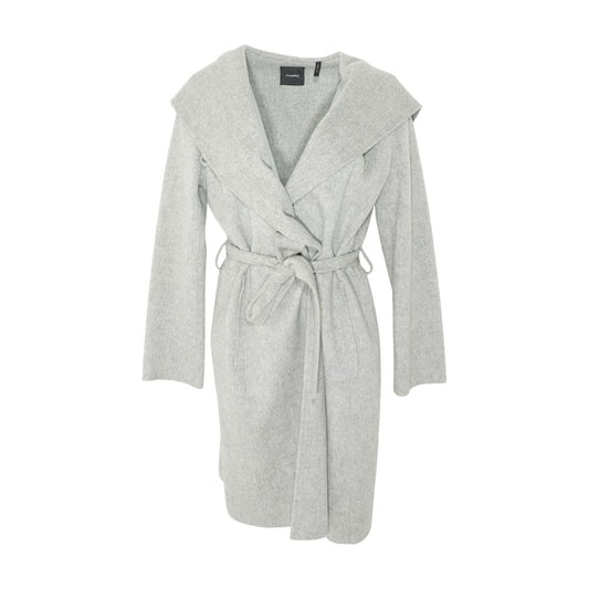 Wool Blend Gray Belted Coat