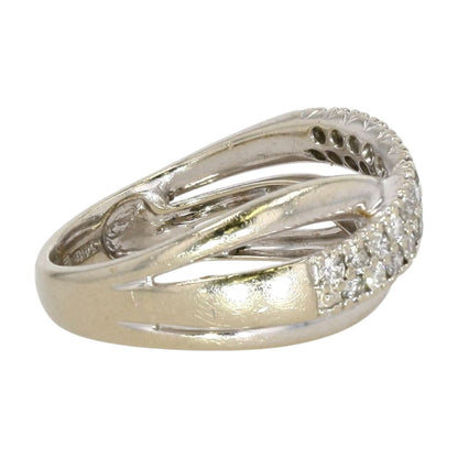 14K White Gold Diamond Band Crossover Ring