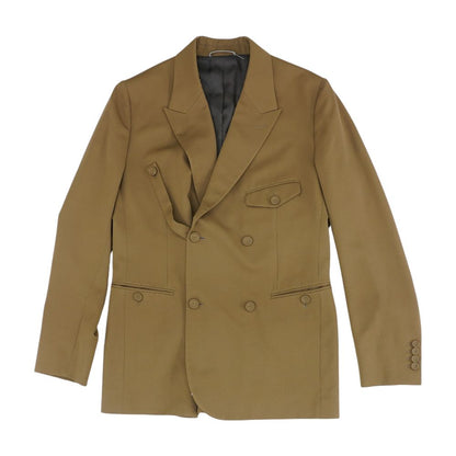 Tan Button Placket Double-Breasted Jacket