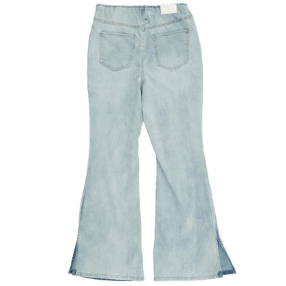 Blue Solid High Rise Wide Leg Jeans