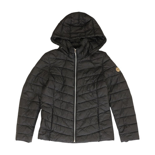 Black Solid Puffer Coat