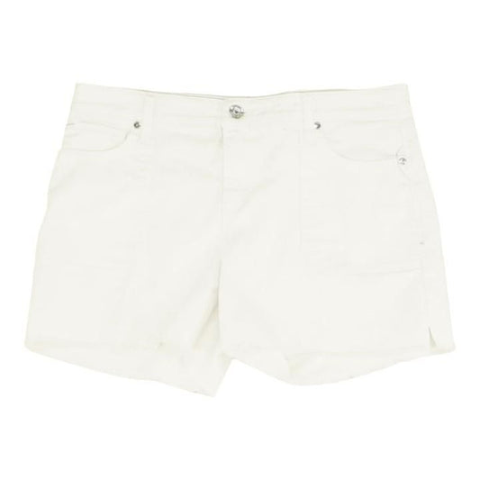 White Solid Denim Shorts