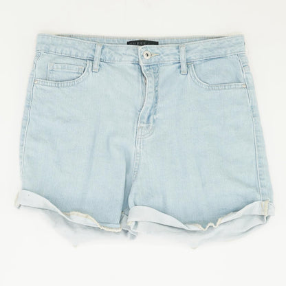 Blue Solid Denim Shorts