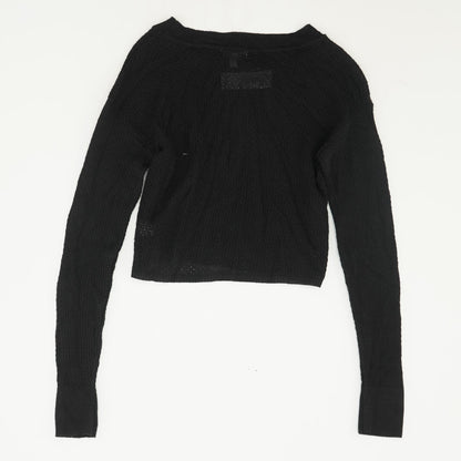 Black Solid Cropped Sweater