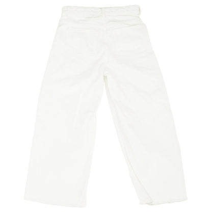 White Solid Capri Wide Leg Jeans