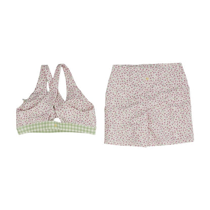Pink Floral Sports Bra and Shorts Set