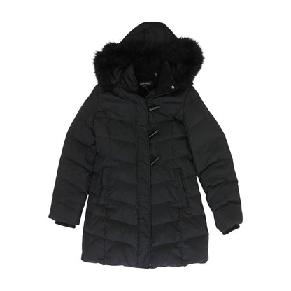 Black Solid Puffer Coat
