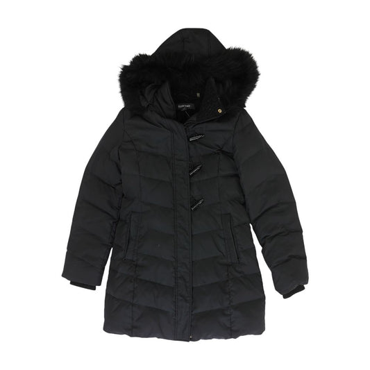 Black Solid Puffer Coat