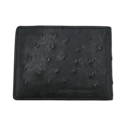 Black Multiple Wallet in Ostrich Leather