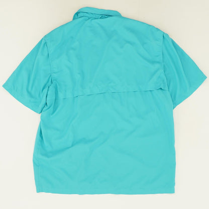 Turquoise Solid Short Sleeve Button Down