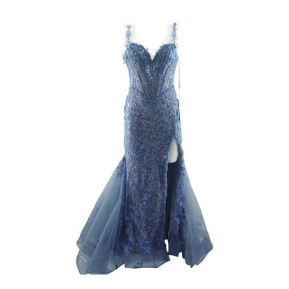 Blue Floral Formal Maxi Dress