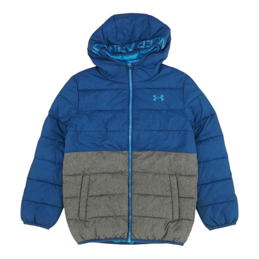 Blue Color Block Puffer Coat