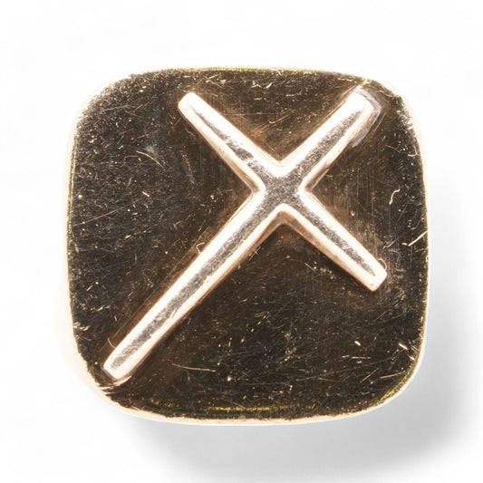 10K White Gold Slanted Cross Signet Ring