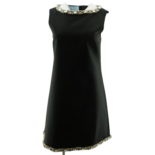 Black Crystal Embellished Mini Dress