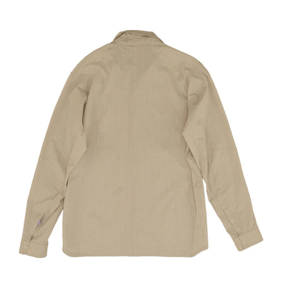 Beige Graphic Long Sleeve Button Down