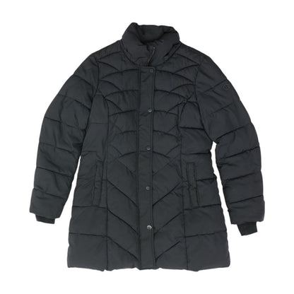 Black Solid Puffer Coat