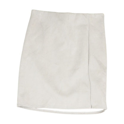 Beige Solid Mini Skirt